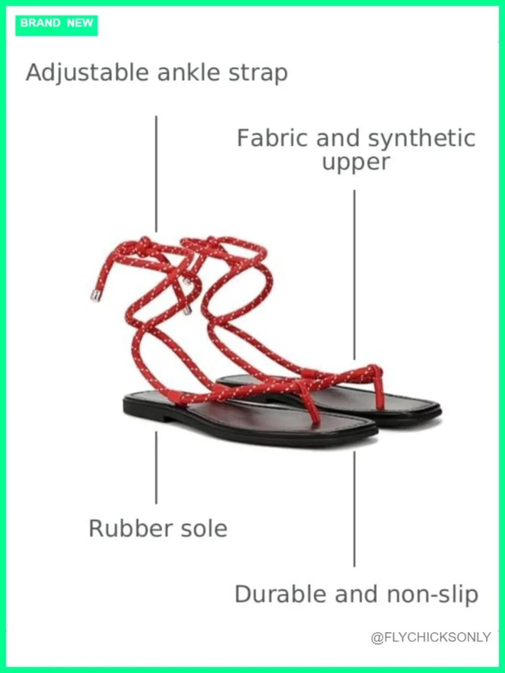 Strappy Open Toe Thong Sandals Flat Sandals with Adjustable Strap